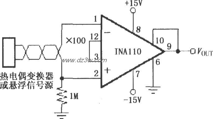 INA110悬浮信号源仪表放电路图