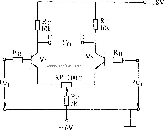 双端对称输入差动放大器电路图