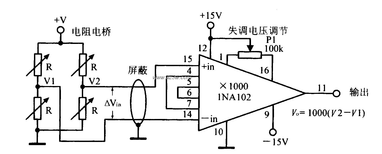 电阻电桥放大电路电路图