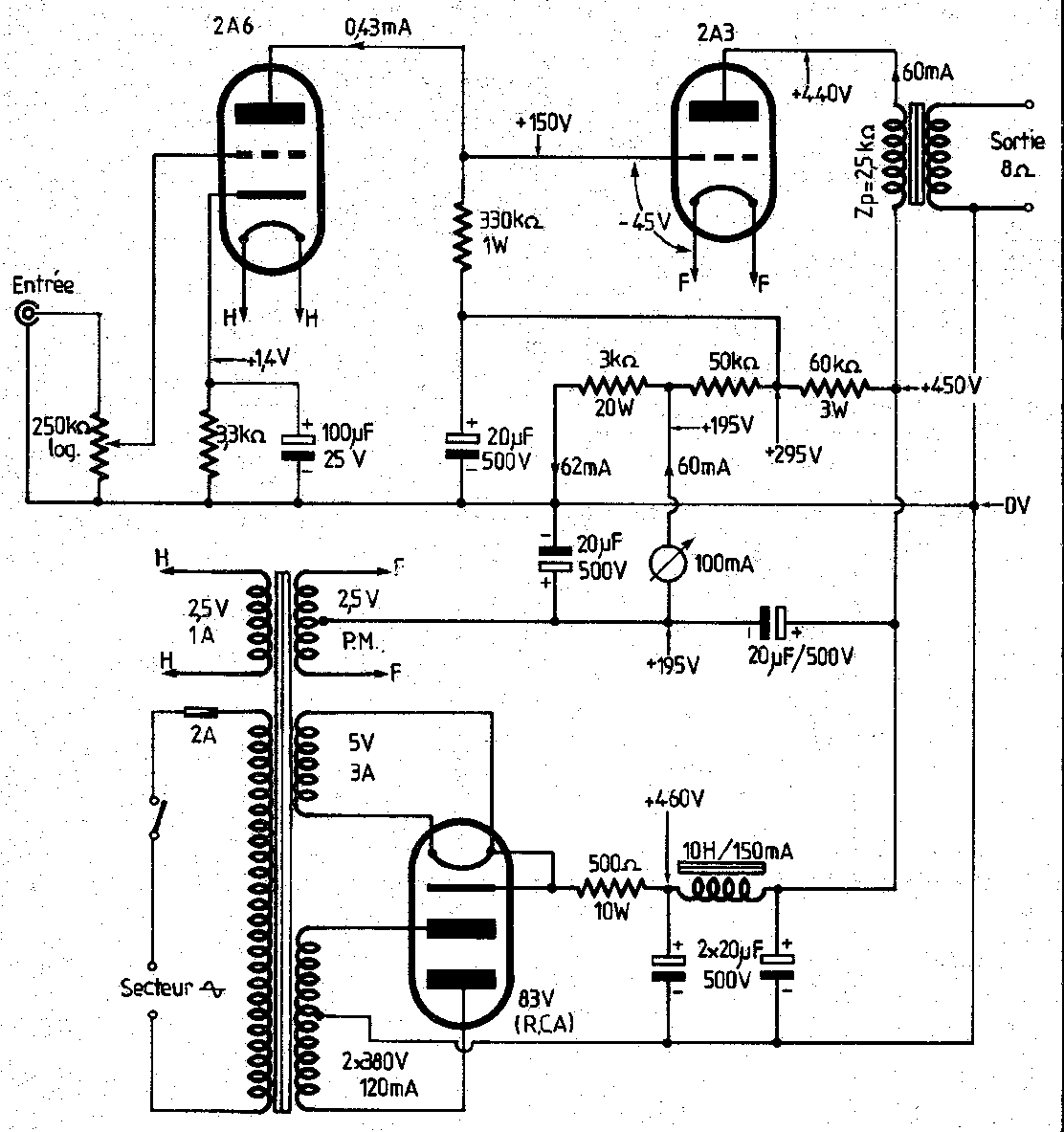 用2A3电子管做的推挽功率电路图
