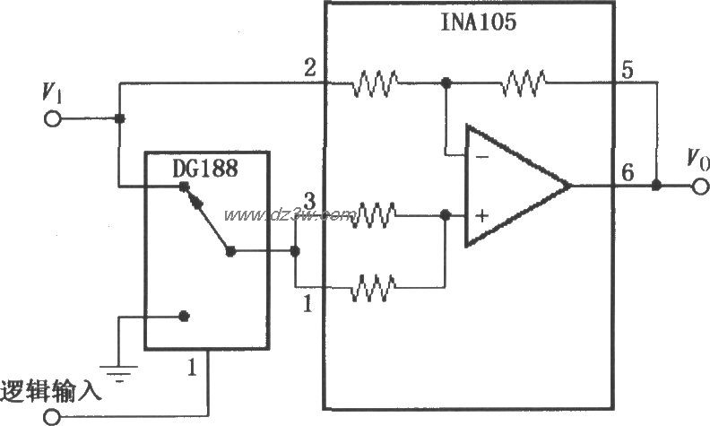 数控增益±1放大器(INA1电路图