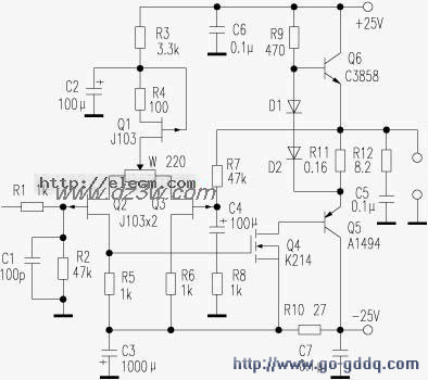 晶体管甲类功放电路图电路图