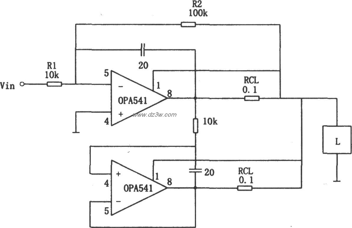 A541构成的10A功率放大器电路图