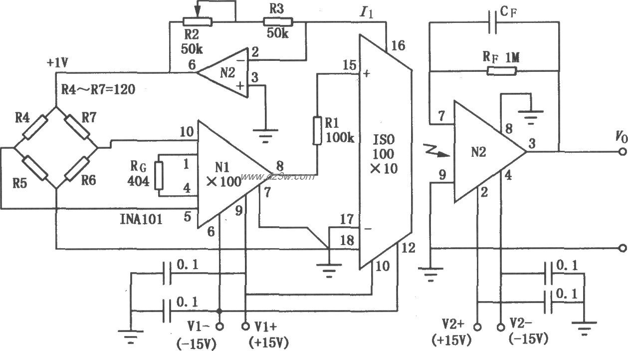 ISO100组成的精密电桥隔电路图