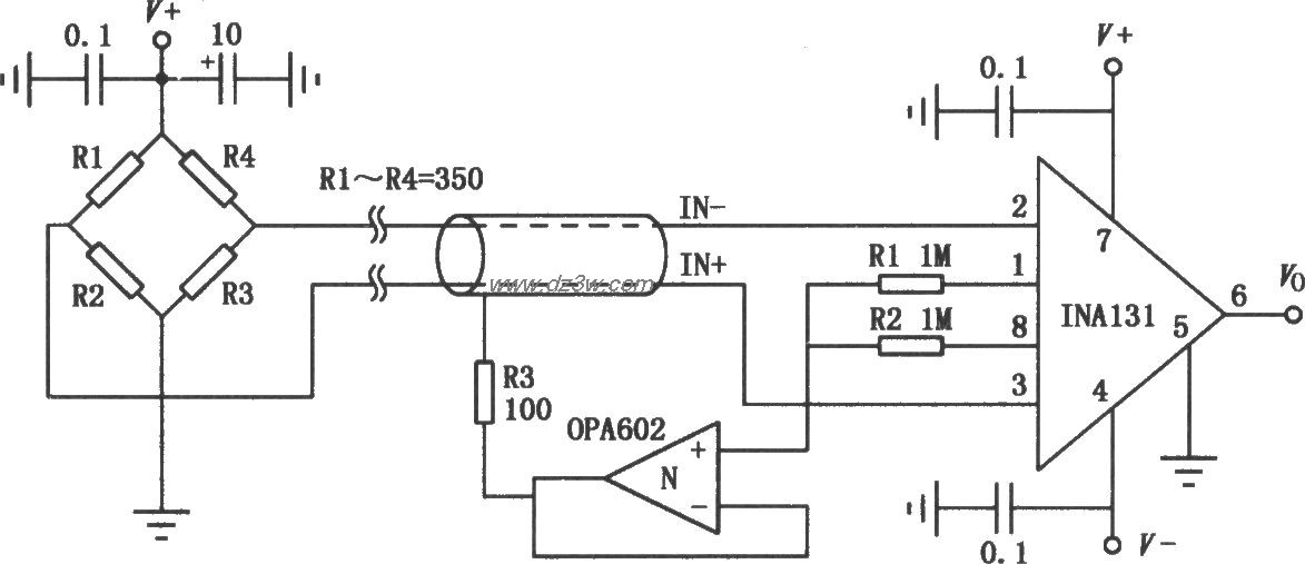 INA131组成的高精度测量电路图