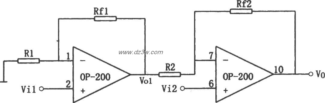 OP200构成的高输入阻抗同电路图