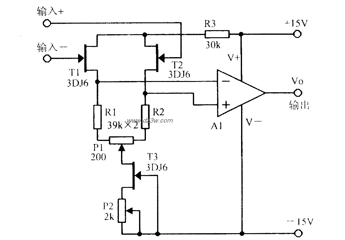 采用场效应管提高输入阻电路图