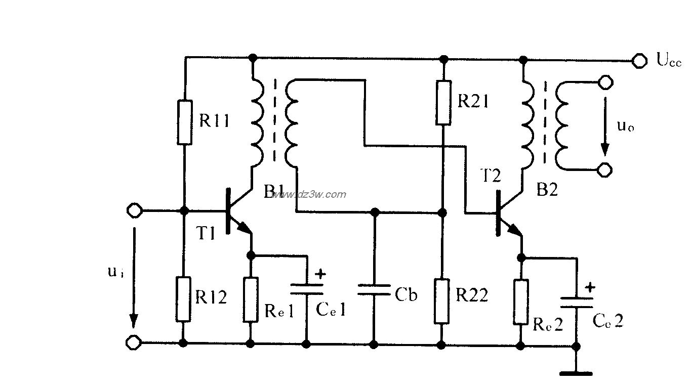 变压器耦合放大电路电路图