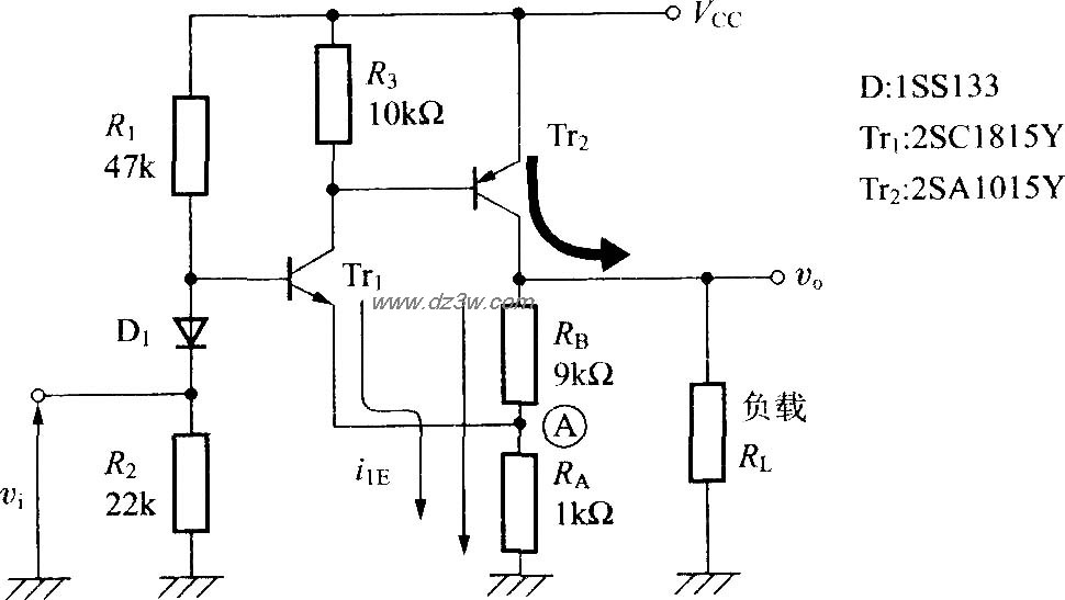 使用NPN和PNP的非反转直电路图