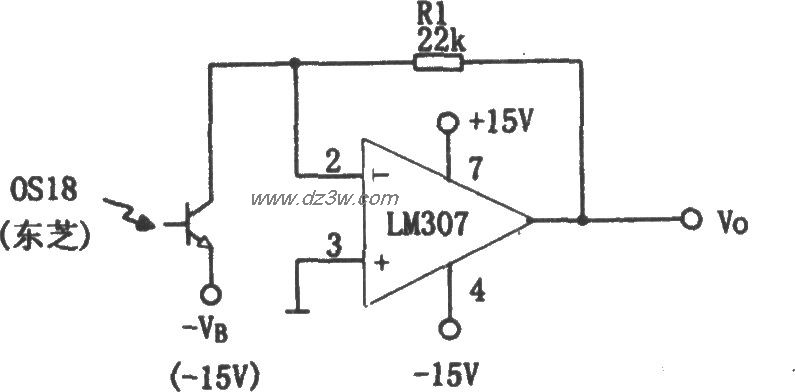 LM307构成的光电接收放大电路图