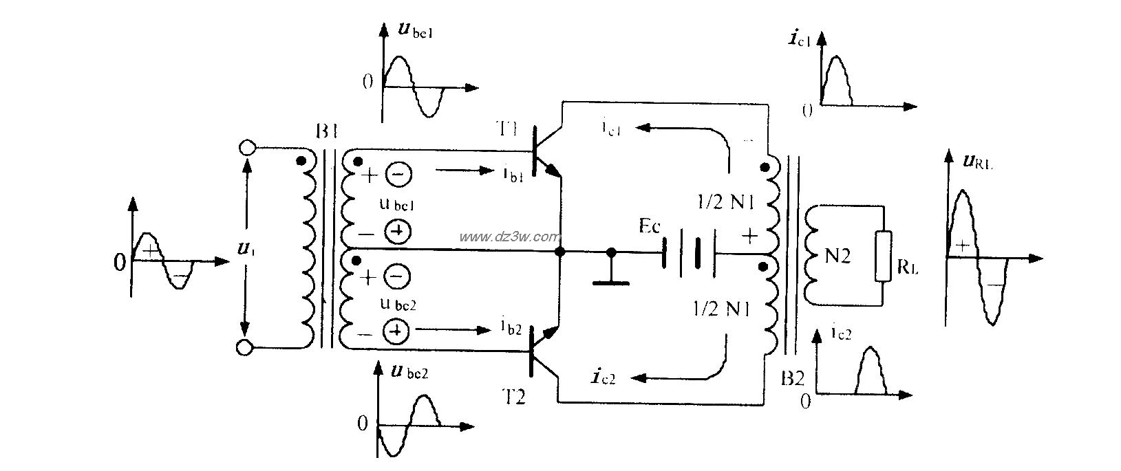 推挽功率放大电路电路图