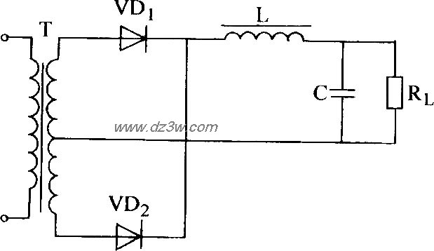 单相全波整流复式滤波电电路图