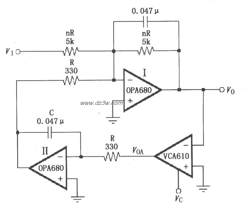 电压控制带通滤波电路(V电路图