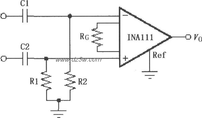 INA111构成的高通滤波电电路图