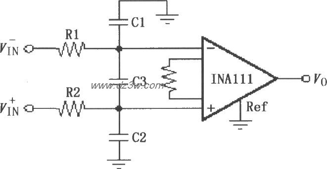 INA111输入低通滤波电路电路图
