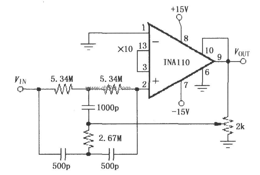 INA110构成的60Hz输入带电路图