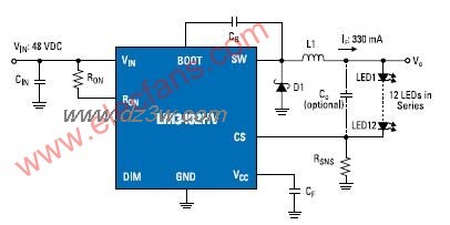 采用LM3402HV的1W串联LE电路图