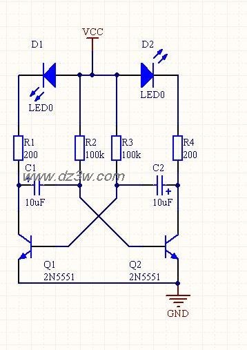LED闪烁电路电路图