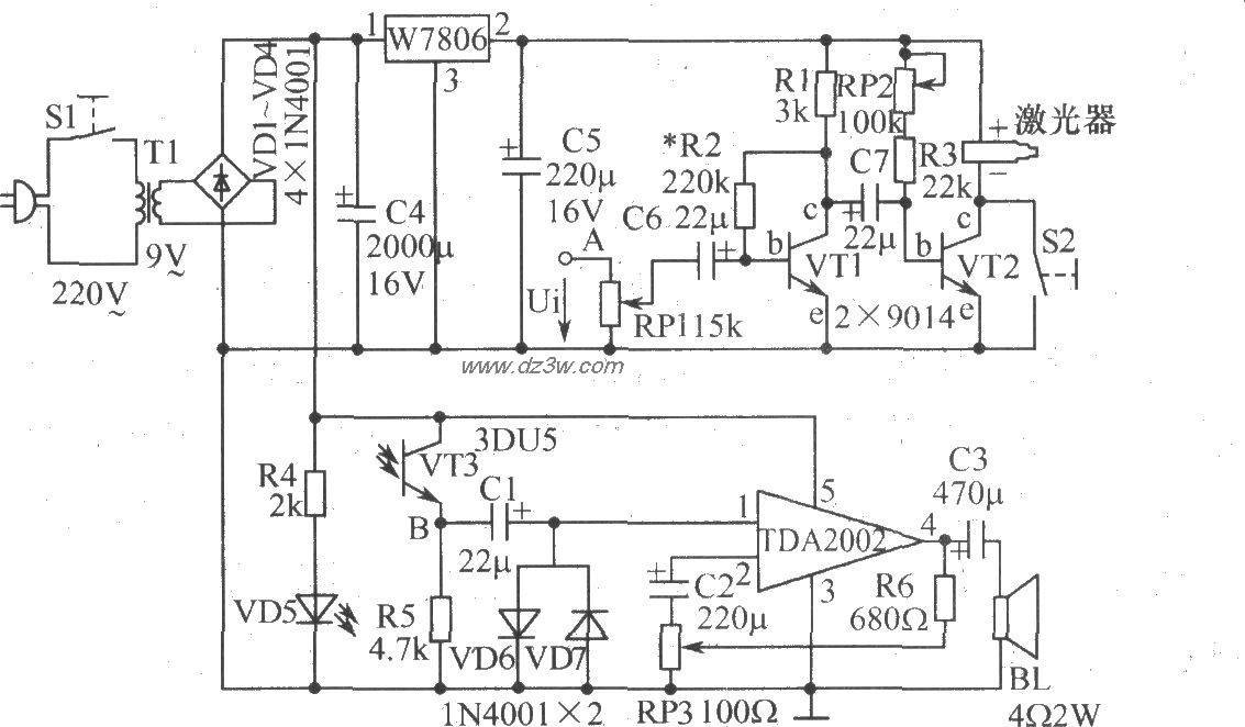 激光峡谷对讲机电路原理电路图