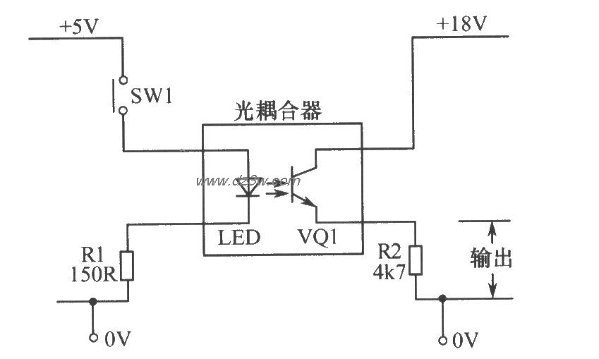 基本的光电耦合器电路电路图