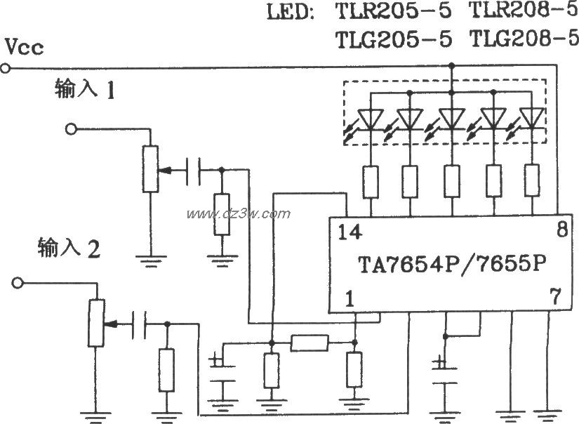 TA7654P／TA7655P构成5点电路图
