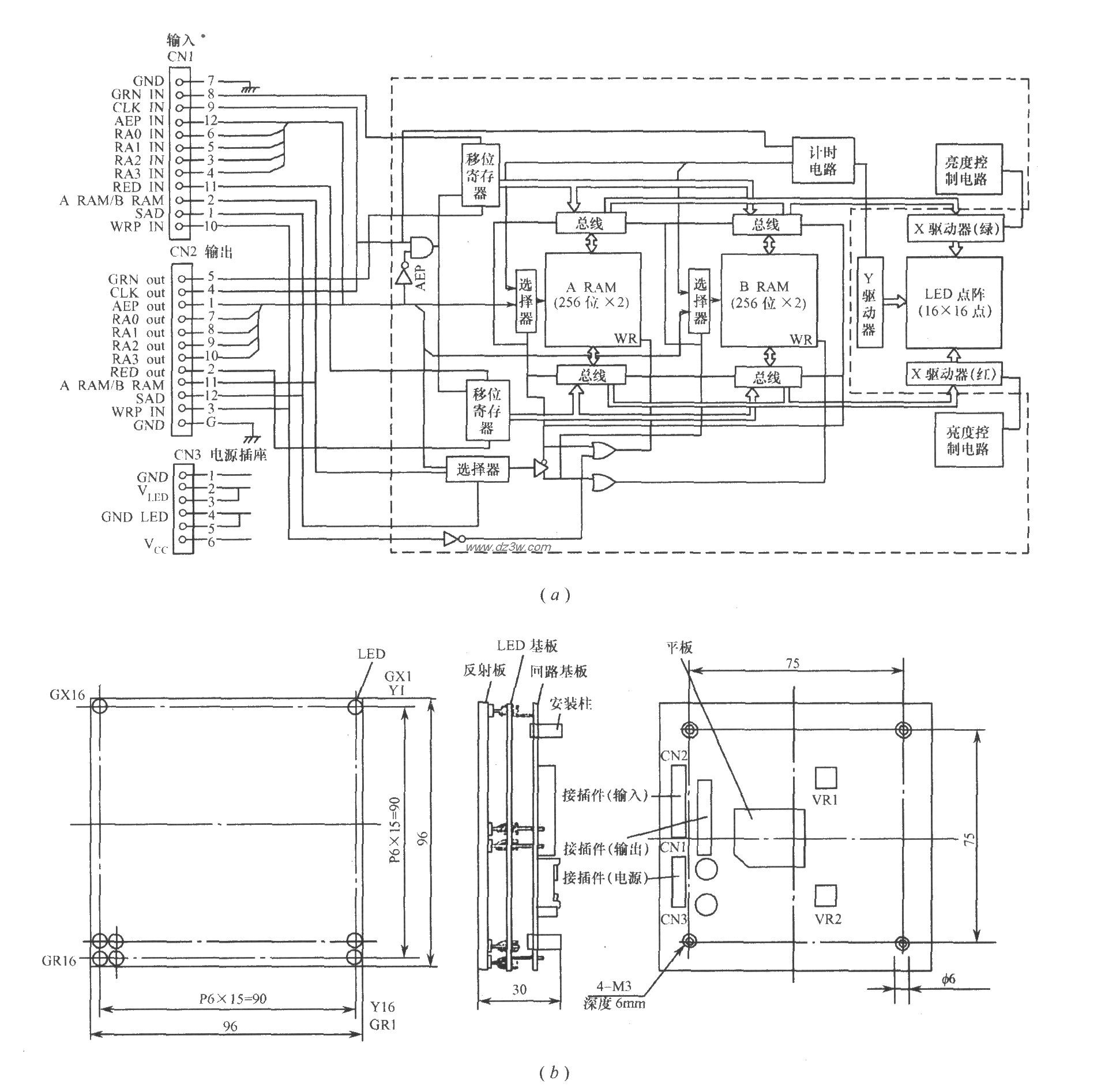 16×16、Φ5mm光点彩色点电路图