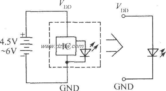 单只闪烁发光二极管的应电路图