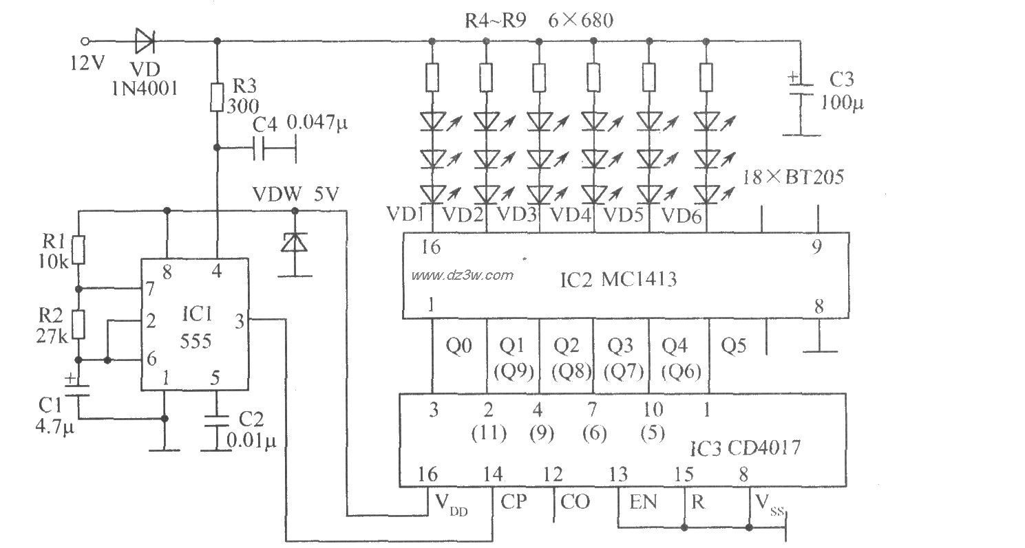 闪烁灯控制电路电路图