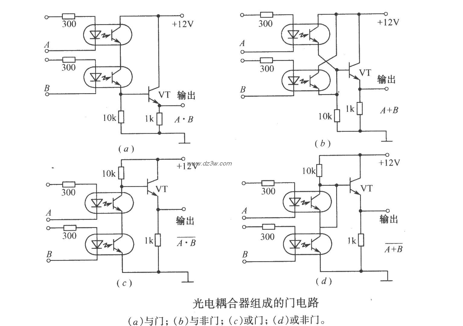 光电耦合器组成的门电路电路图