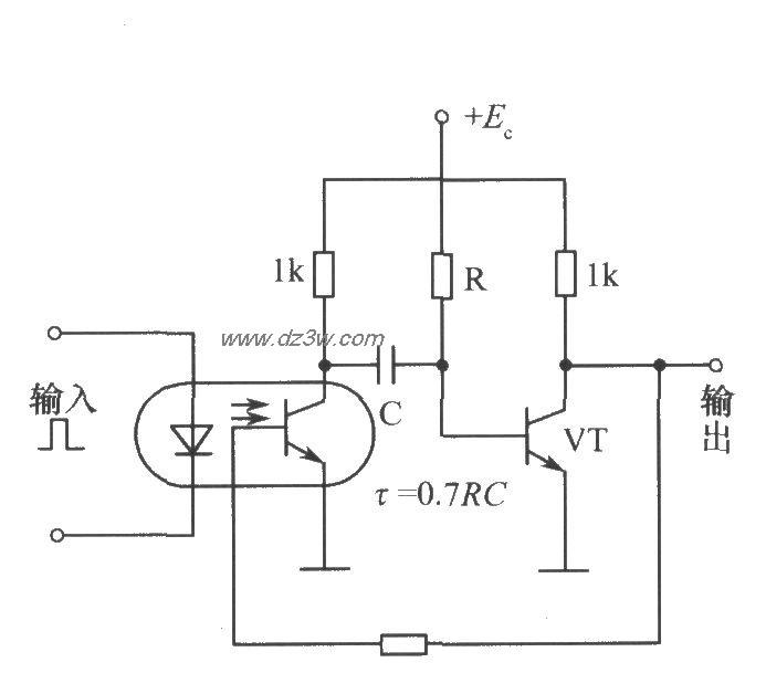 光电耦合器组成的单稳态电路图