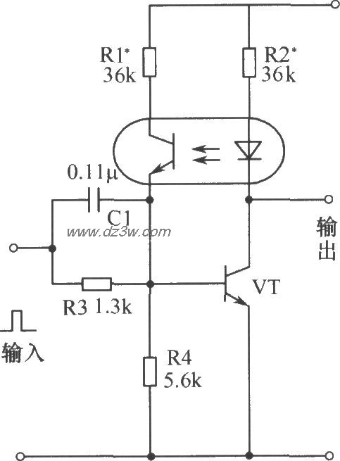 光电耦合器和晶体管组成电路图