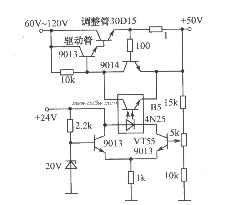 光电耦合器组成的高压稳电路图