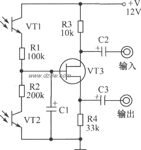 光敏三极管组成的光控电电路图