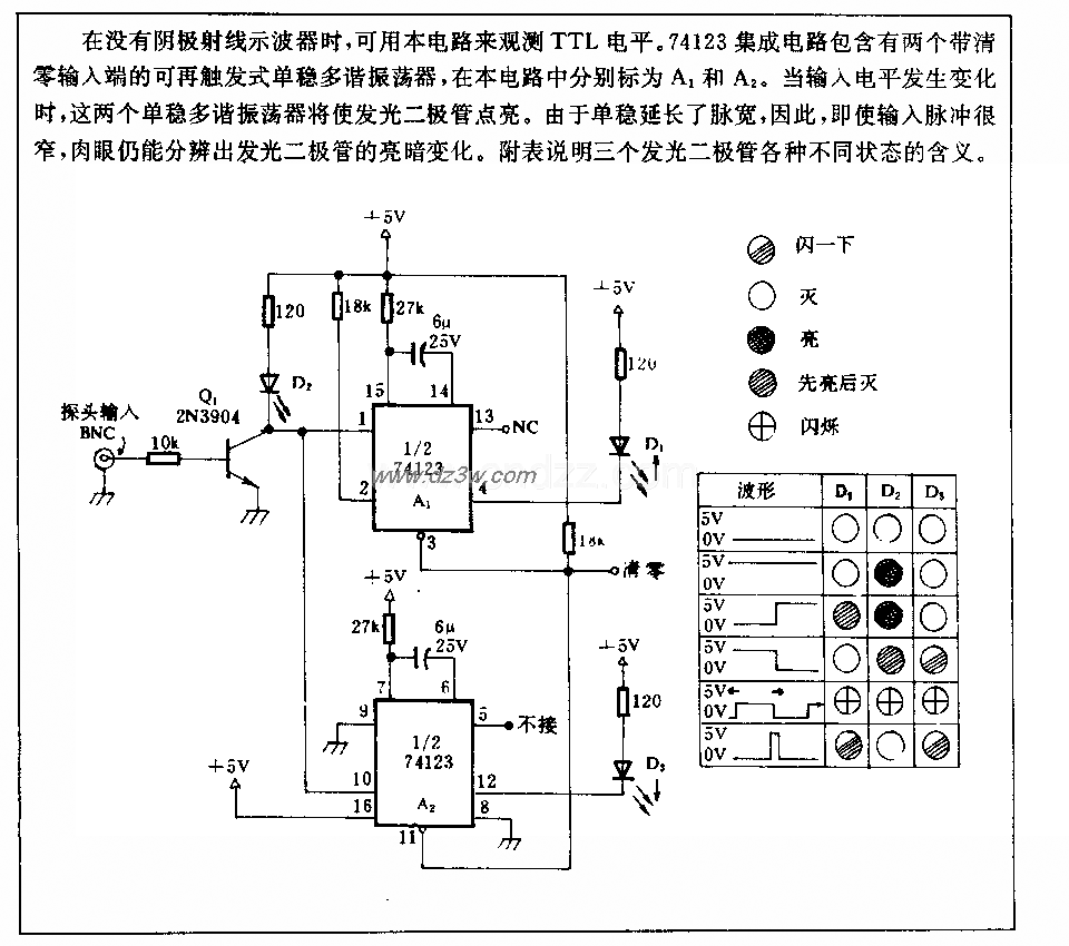 发光二极管显示TTL电乎的电路图