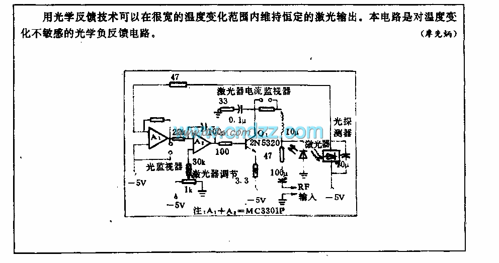 激光发射机线性度控制电电路图