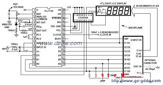 用ICL7135构成的驱动液晶电路图