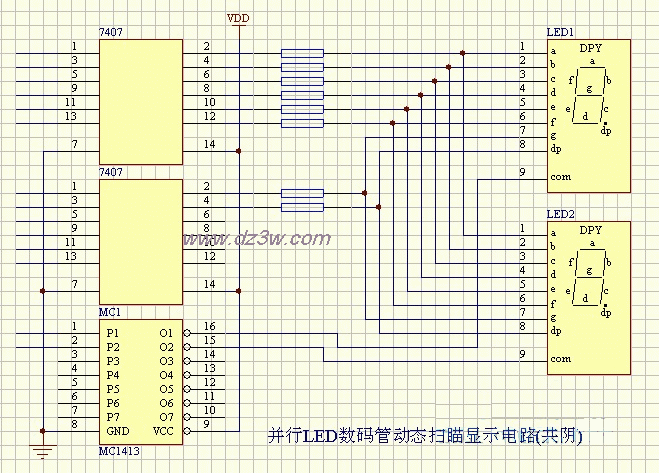 LED-并行LED数码管动态扫电路图