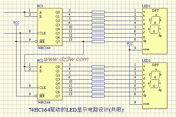 LED-74HC164驱动的LED显电路图
