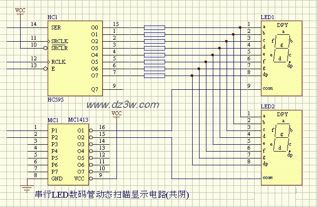 LED-串行LED数码管动态扫电路图