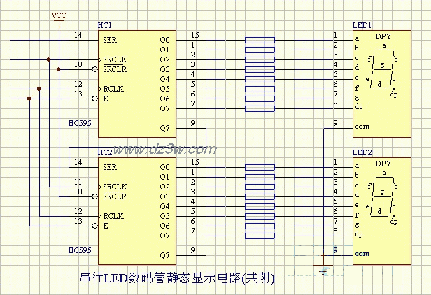 LED-串行LED数码管静态显电路图