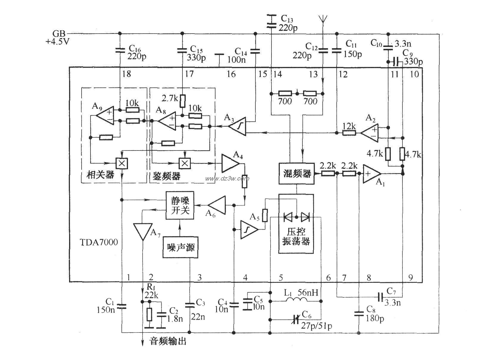 TDA7000的内电路及其组成电路图