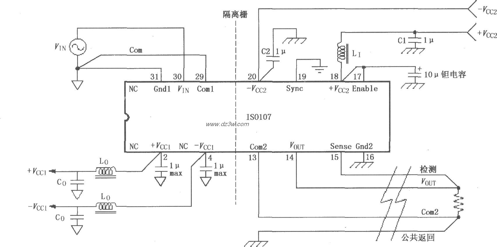 ISO107信号与电源的基本电路图