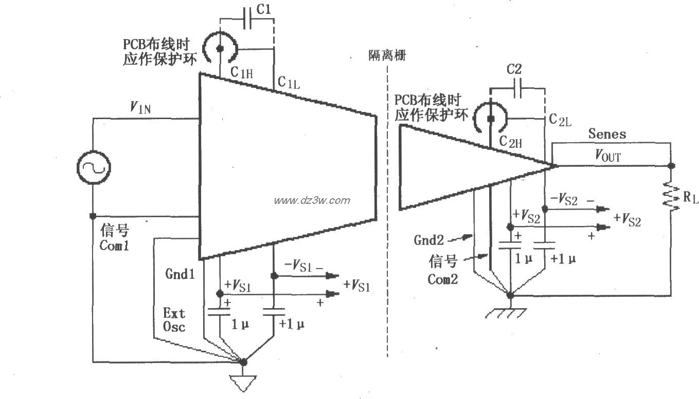 ISO120／121的信号与电源电路图