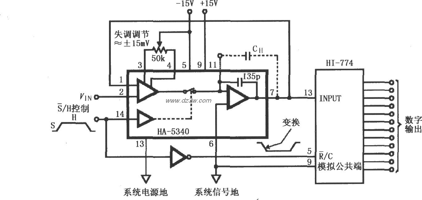 HA-5340的同相单位增益模电路图