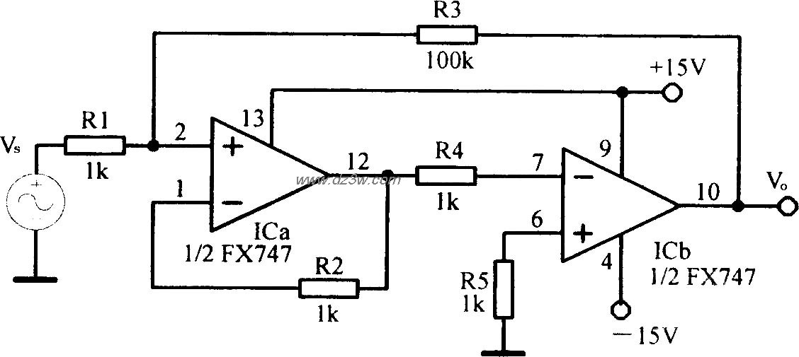 零漂移反相放大电路电路图
