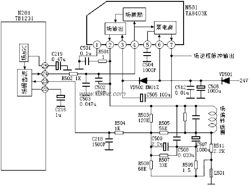 场输出电路:TA8403电路图