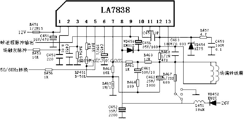 场输出电路:LA7838电路图