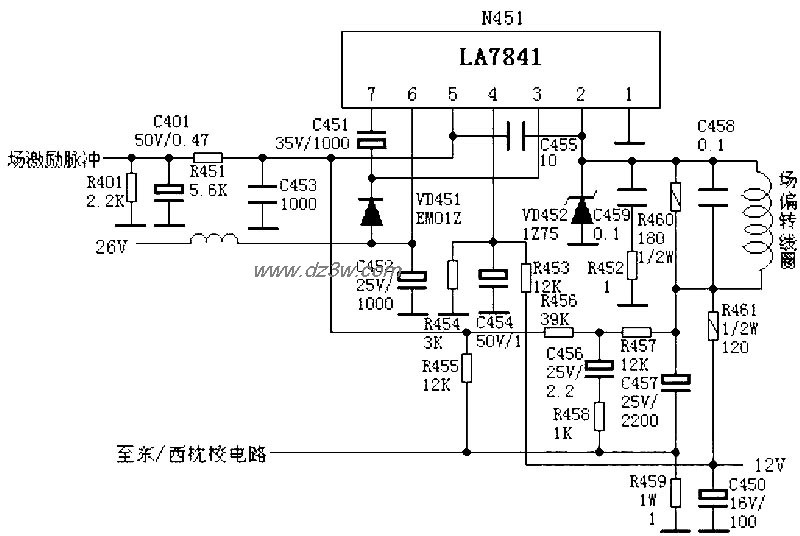 场输出电路:LA7841电路图