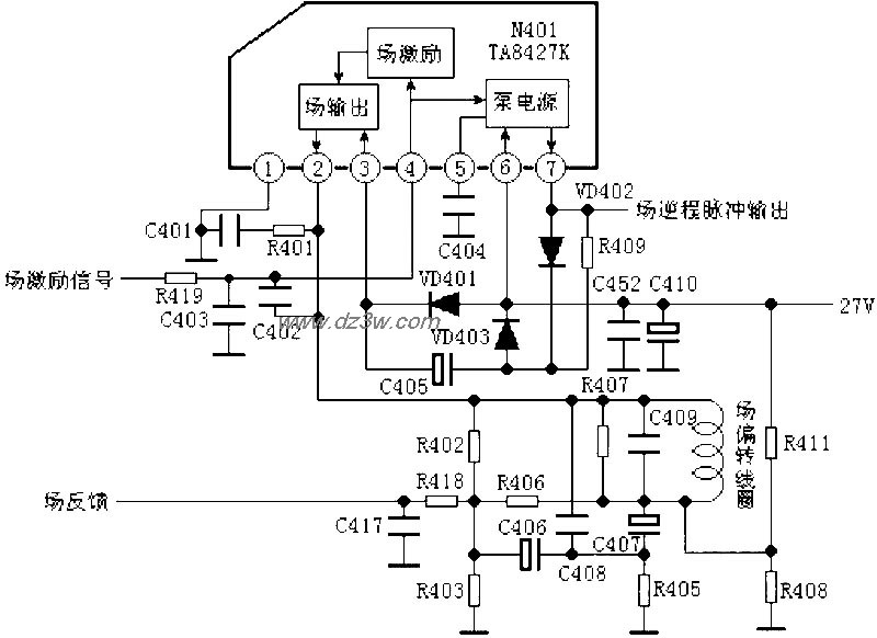 场输出电路:TA8427电路图