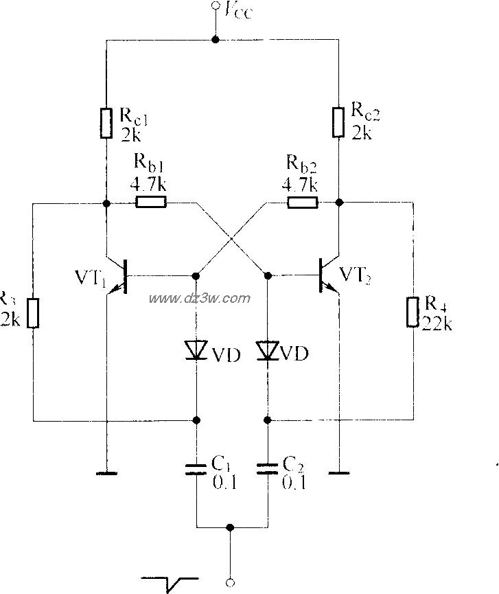 晶体管双稳态触发电路电路图